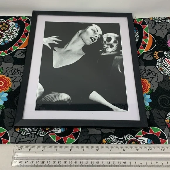 Creepy Vampira with skull Picture Frame with Free plastic skeleton decor💀 - Picture 13 of 17